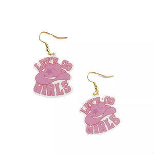 Pink earrings with short and hook-and-eye