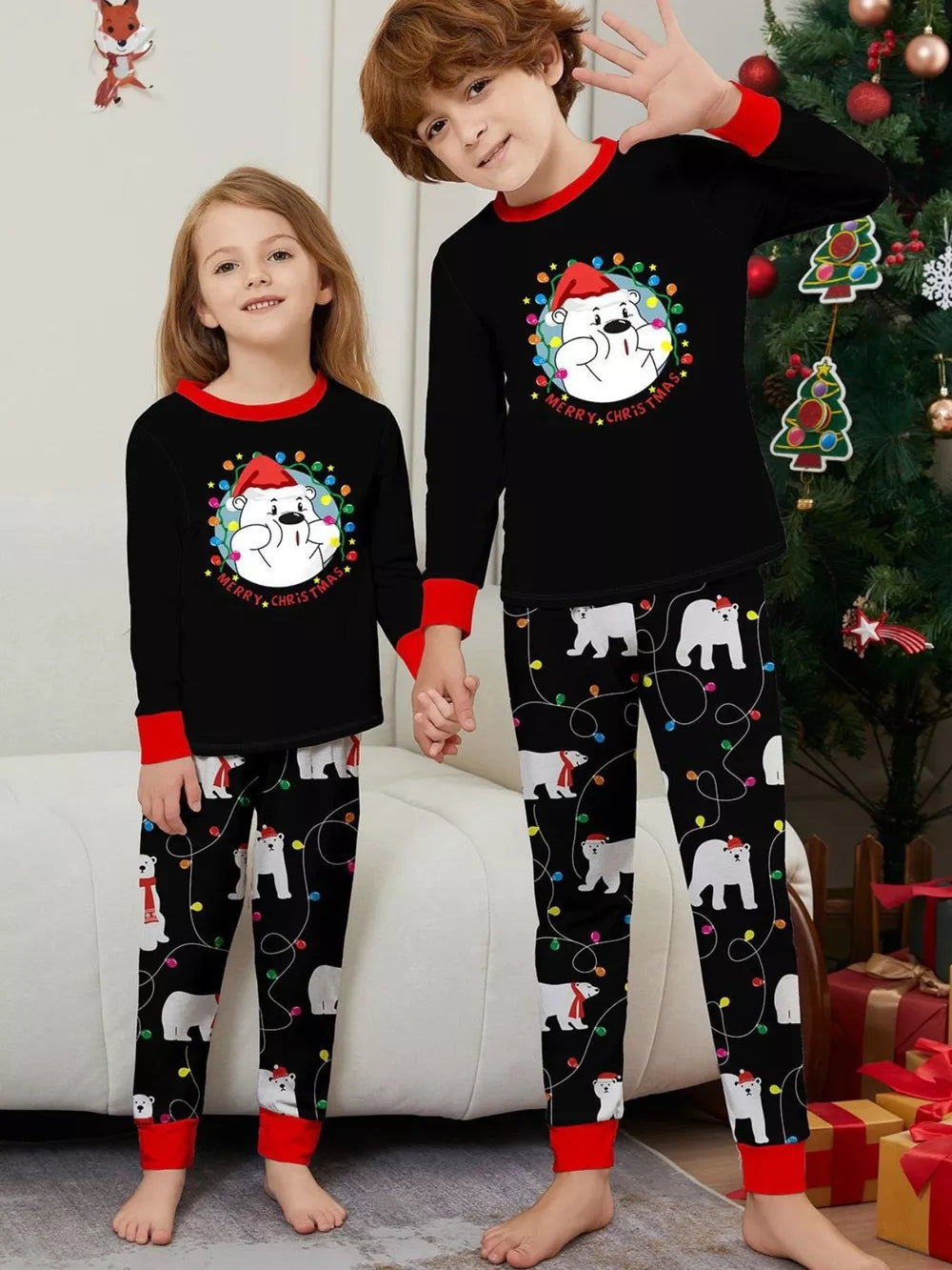pajama set featuring graphic print in red with 95% polyester, 5% spandex Care instructions: Machine wash cold texture