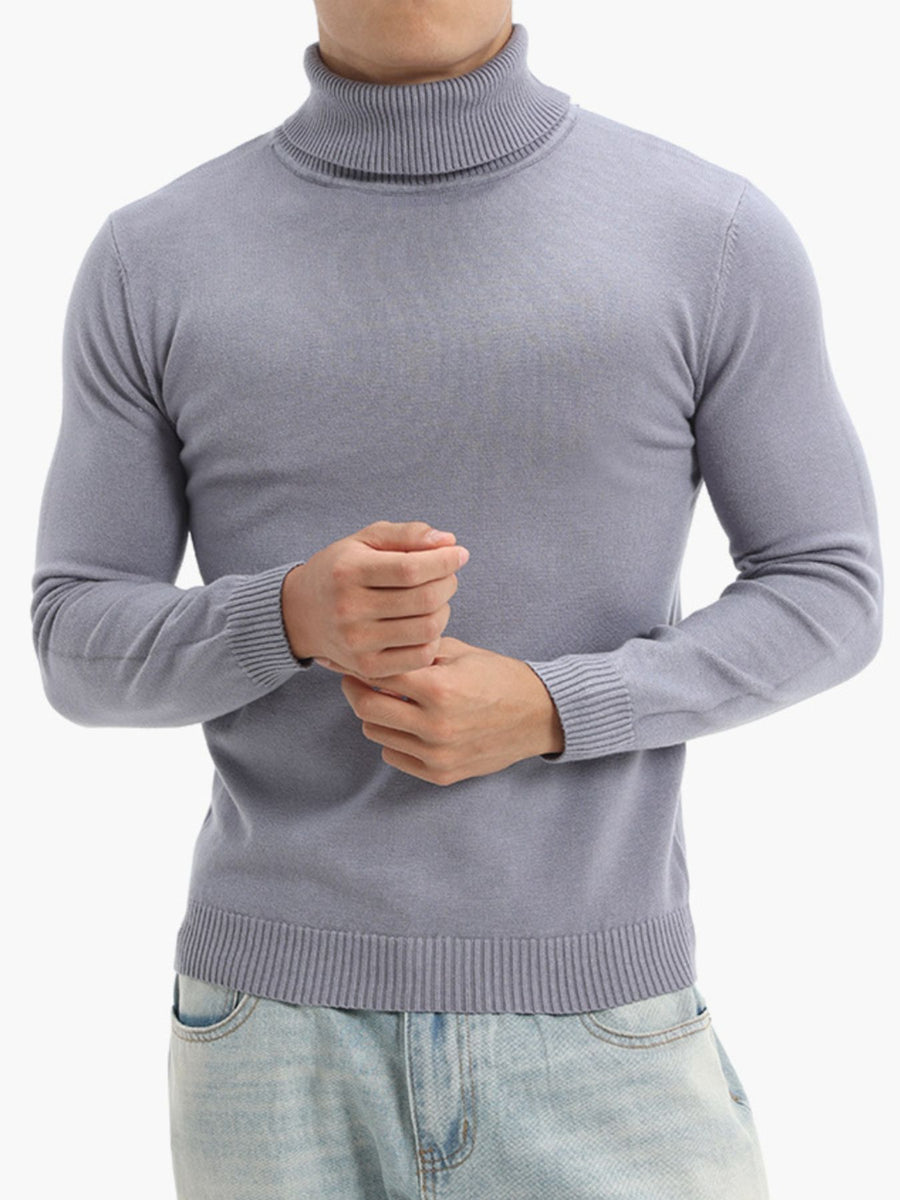 classic turtleneck sweater in Blue Gray with turtleneck