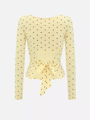 t-shirt featuring polka dot in Black with 95% viscose, 5% elastane Care instructions: Machine wash cold texture