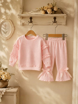 romantic lounge set in Pink with crew neck