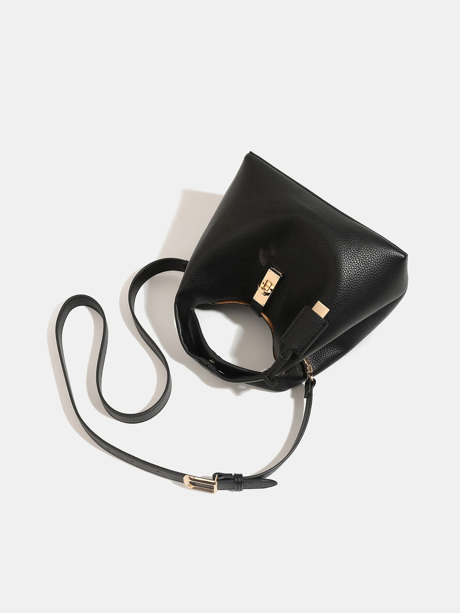 Black with crossbody bag with turn-lock closure 6