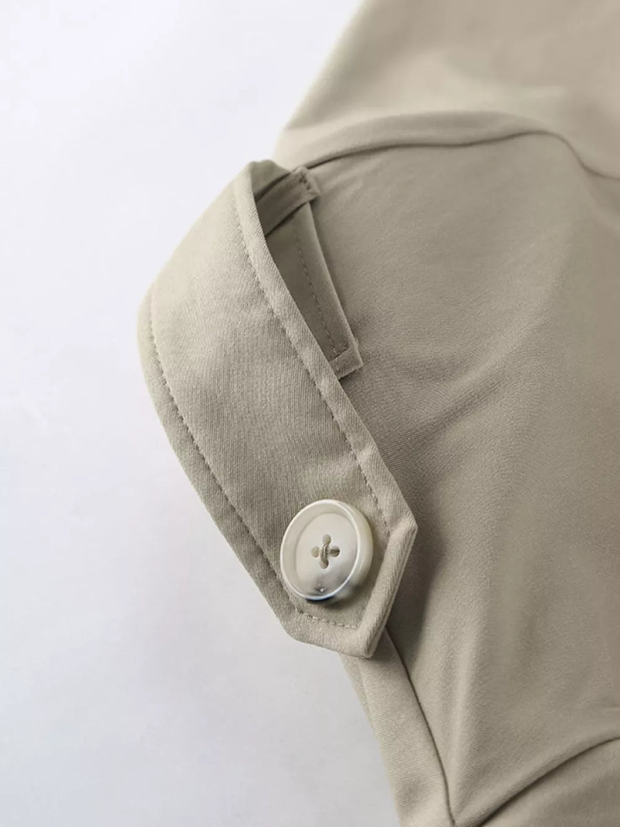 Chic Double-breasted Belted Trench Coat in Khaki, view 13