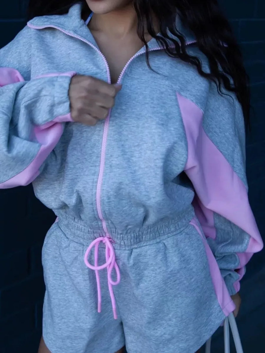 Red Zip-up Mini Long-sleeve Jacket