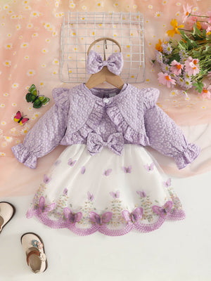 Pink A-line dress with round neck