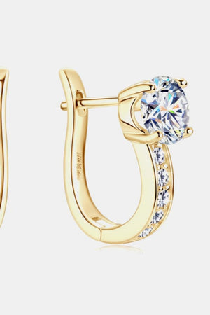 Gold pavé and solitaire hoop earrings with clear stones