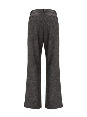 Men's dark gray textured flare sweatpants with button flap pockets.
