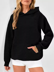 Pink pullover hoodie with hip-length and pullover