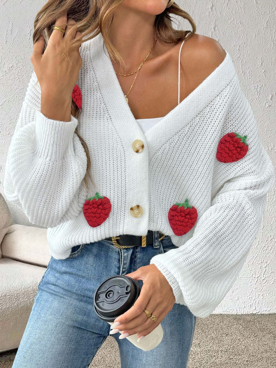 ivory cardigan with cropped and button-front