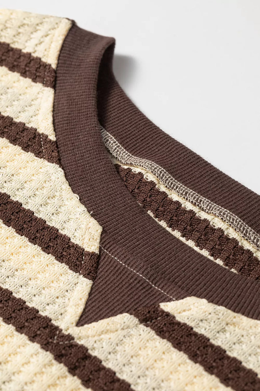 Stripe Patchwork Ribbed Cuff Pullover Sweatshirt option 10