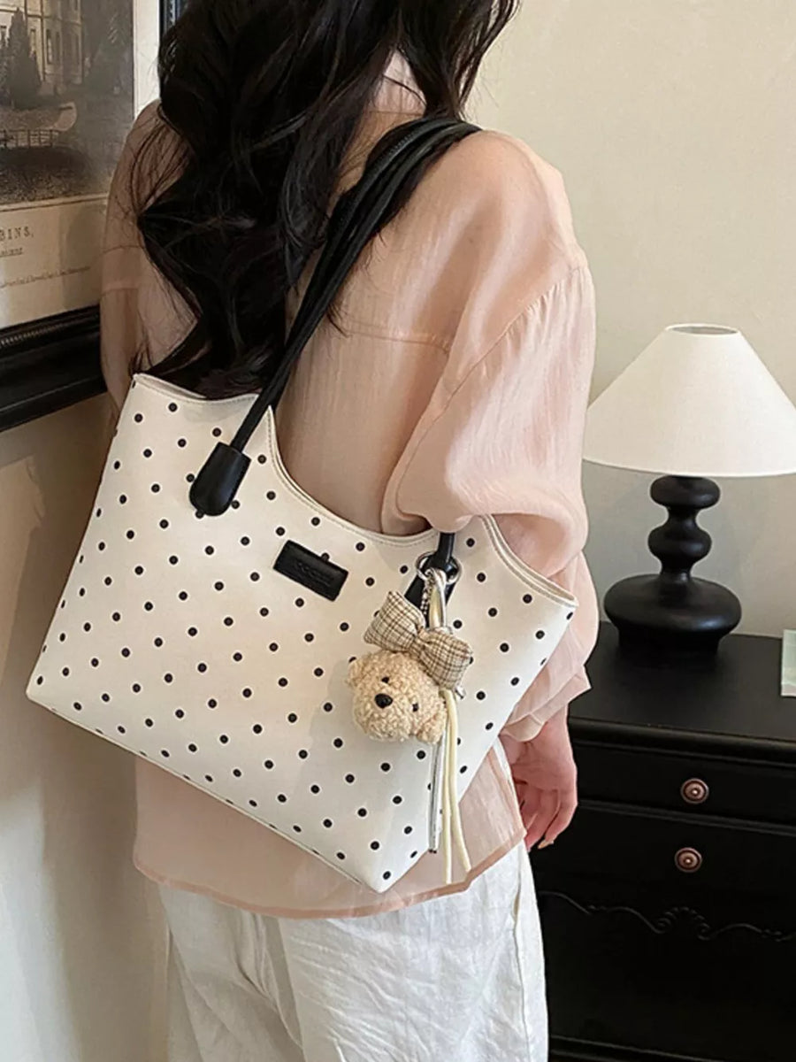 Polka Dot Shoulder Bag in Ivory