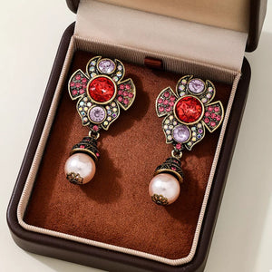 Red earrings with drop and post-back