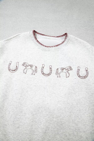 heather gray relaxed sweatshirt with crew neck
