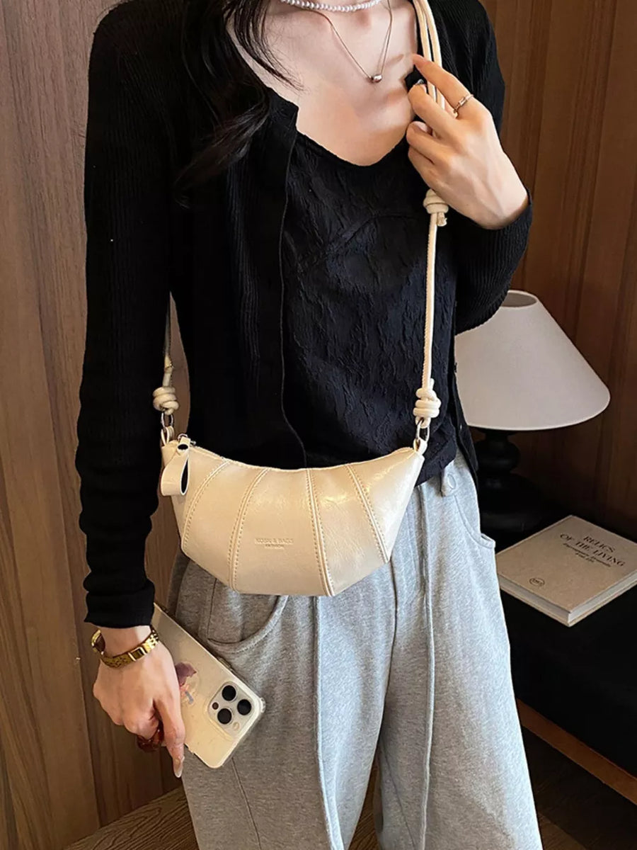 crossbody bag in Beige with stitched details and small