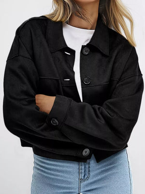 rust jacket with cropped and button-front
