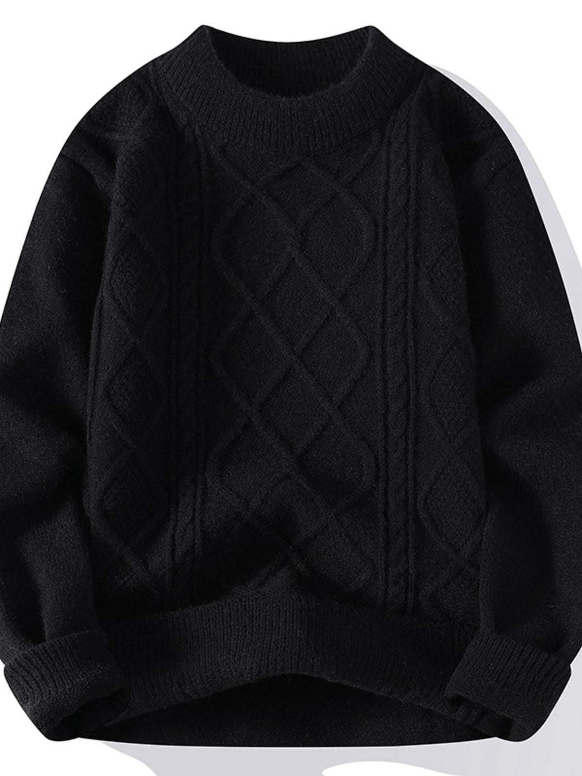 Blue pullover sweater with hip-length and pullover