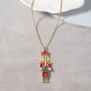 18k Gold-plated Nutcracker Pendant Necklace in red with pendant
