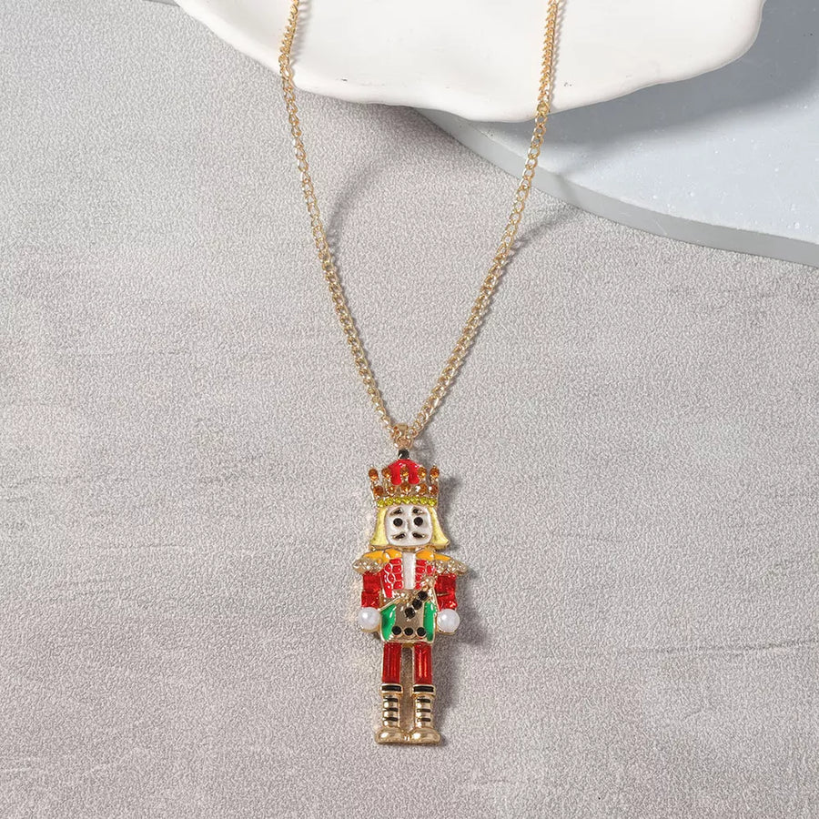 18k Gold-plated Nutcracker Pendant Necklace in red with pendant