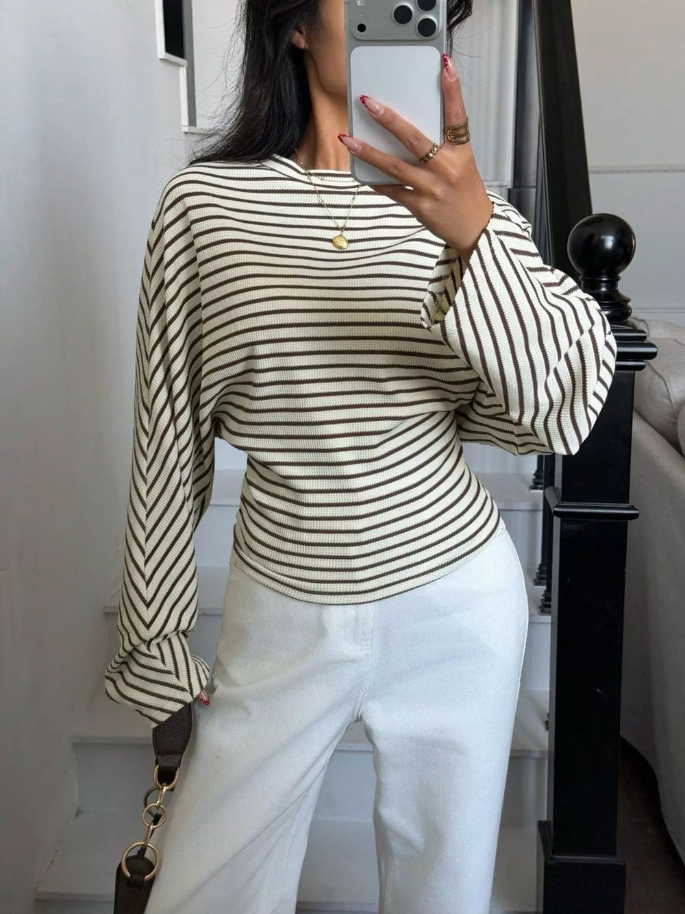Pink-spot t-shirt with hip-length and pullover