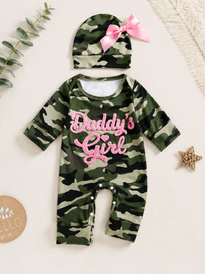 dark green jumpsuit featuring long sleeve and camo