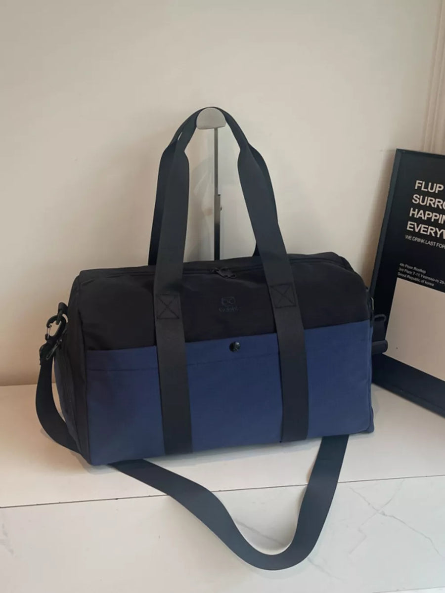 Khaki Two-tone Medium Nylon Duffle Bag