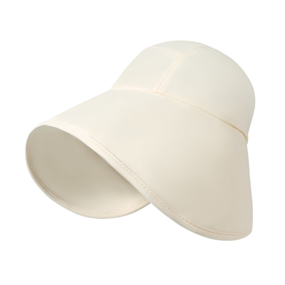 Beige wide brim sun hat with UV protection and a flexible brim.