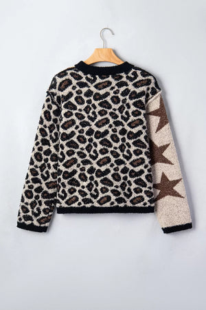 pullover sweater in dark brown with stretch and hip-length