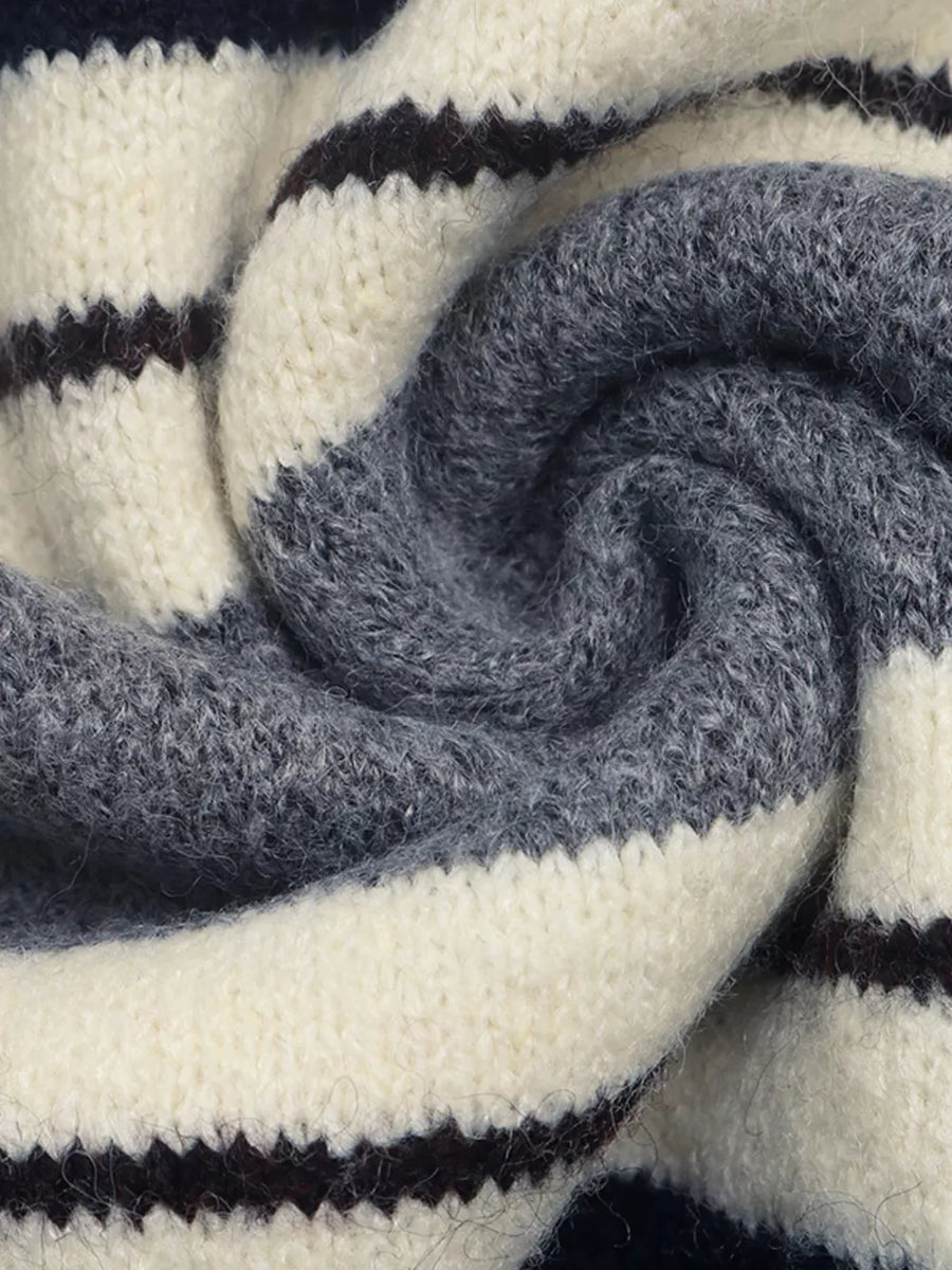 Striped Long Sleeve Button Detail Sweater option 9