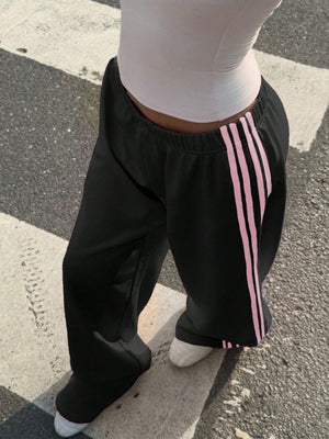 track pants featuring striped in Burgundy with 100% polyester Care instructions: Machine wash cold texture