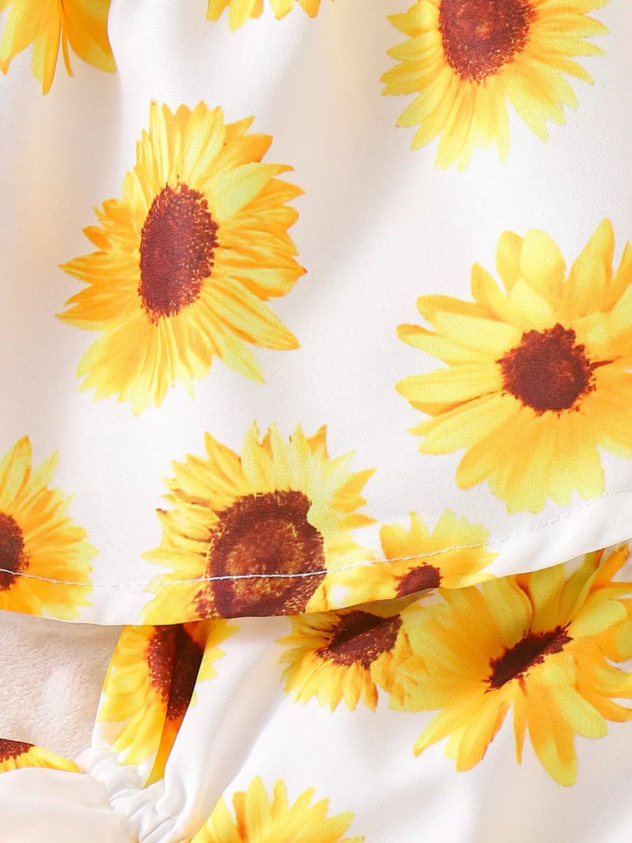 Chrysanthemum, Children's Ruffled Printed Tank And Shorts Set in Chrysanthemum