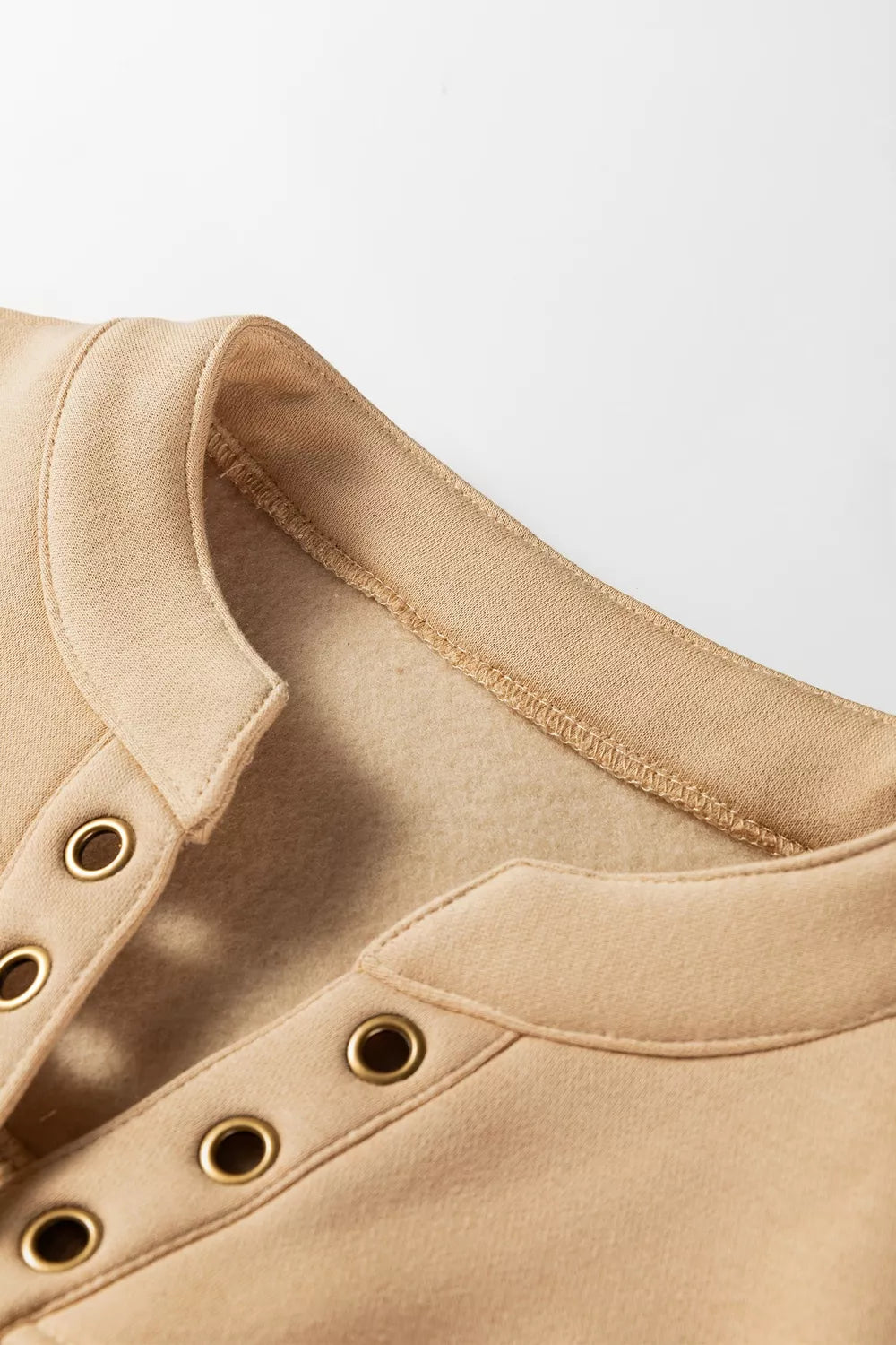 Khaki relaxed sweatshirt with henley
