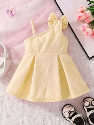 Children's Bow Asymmetrical Shoulder Dress option 4