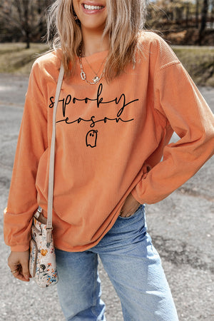 tangerine sweatshirt with graphic print and crew neck