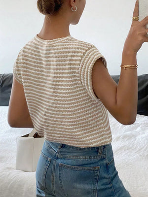 Full Size Striped Round Neck Short Sleeve T-shirt option 6