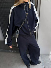 Zip Up Long Sleeve Outerwear And Pants Set option 13