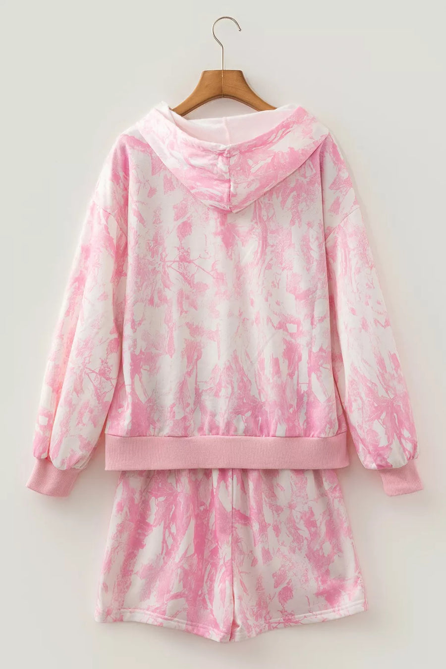 Abstract Print Loose Hoodie And Slim Shorts Set option 7
