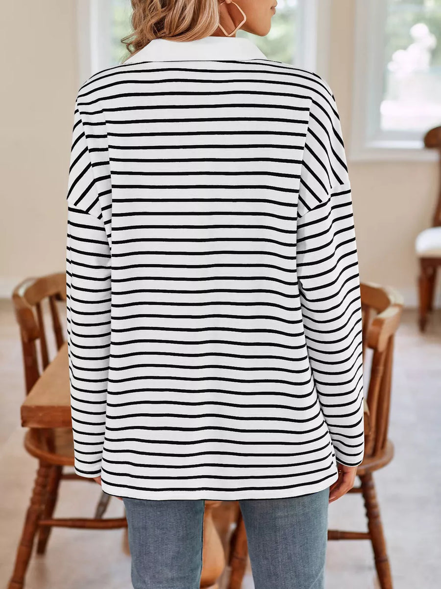 t-shirt in black with striped and stretch