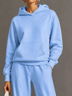 Gray relaxed lounge set with hooded