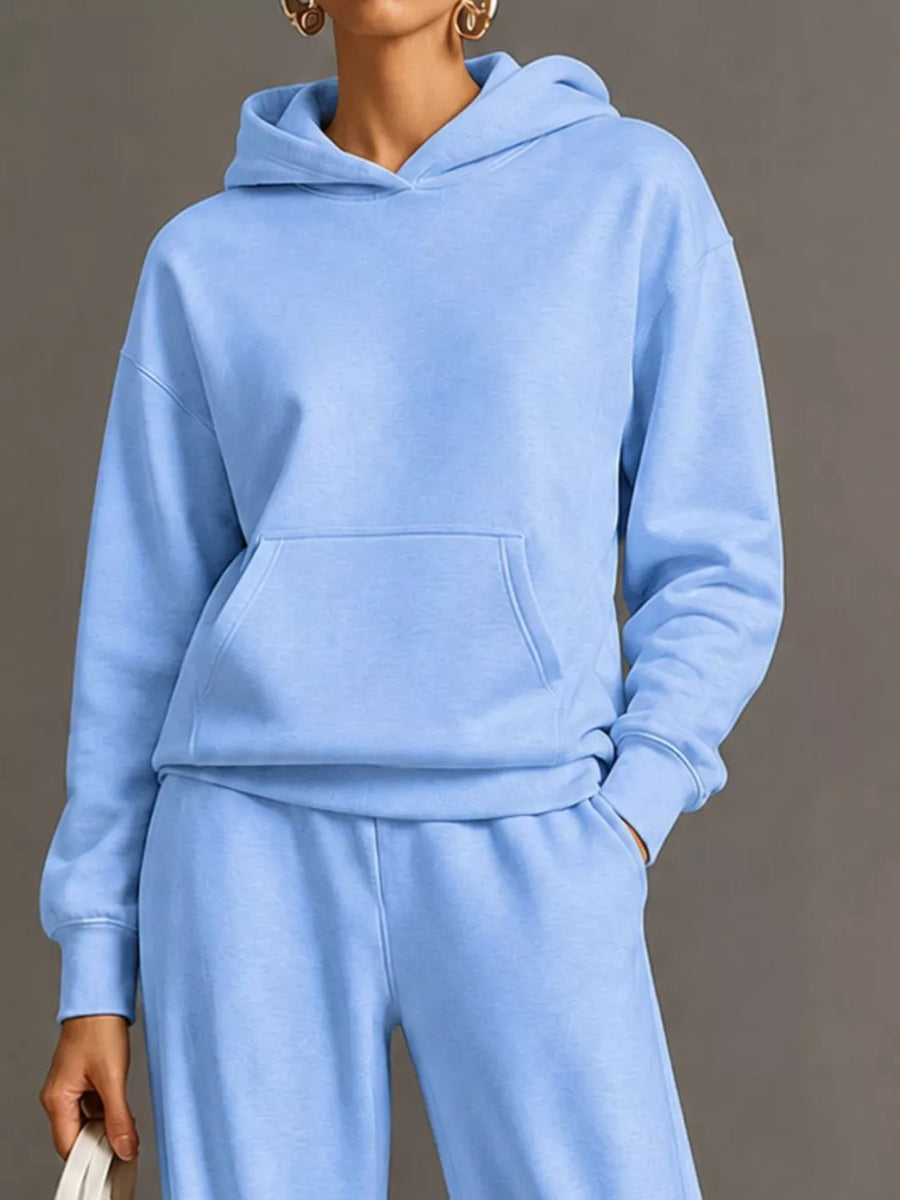 Gray relaxed lounge set with hooded