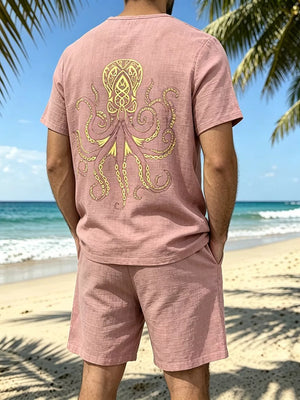 Men S Full Size Round Neck Tee And in Orange-red, view 12