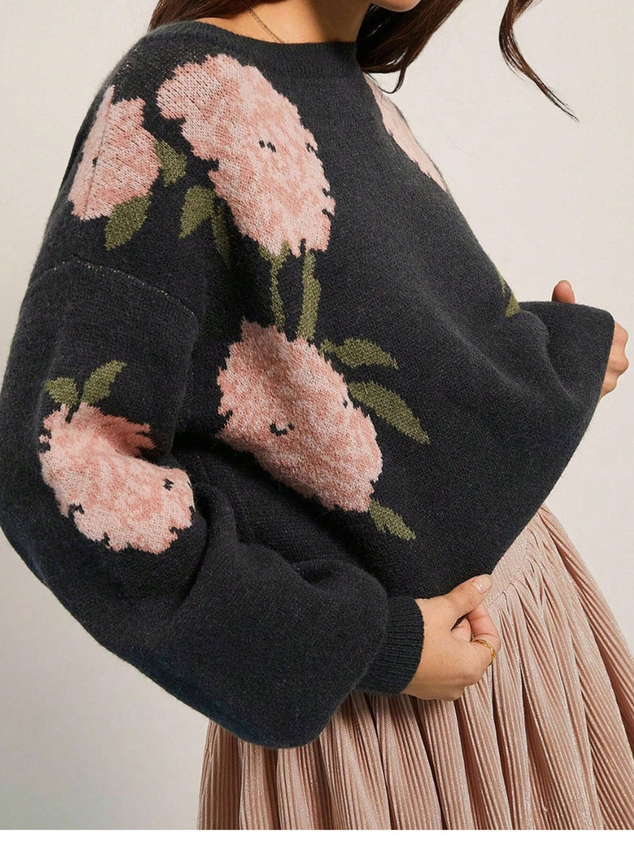 Coffee Brown pullover sweater with waist-length and pullover