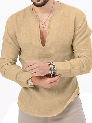 Black Men's Slim Fit Long Sleeve Blouse Plus Size