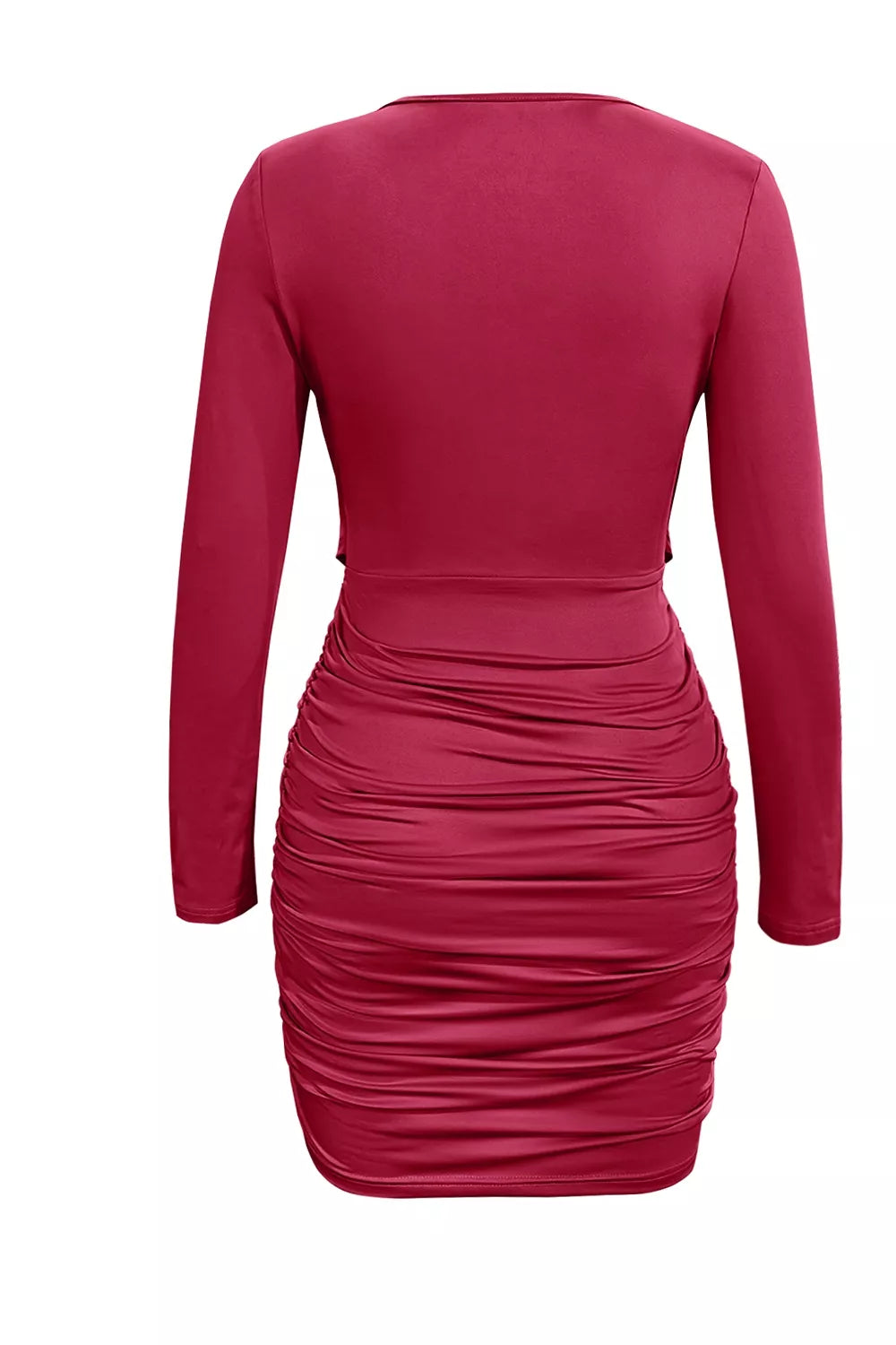 Ruched Cowl Neck Long Sleeve Mini Dress, view 20