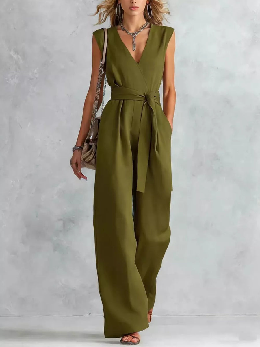 Sleeveless Wide Leg Jumpsuit in Dark Gray