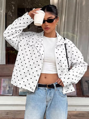 white windbreaker with cropped and zip-front