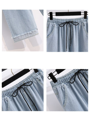 wide-leg jeans in Dark Blue with washed and ankle-length