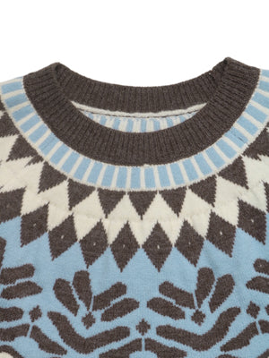 classic pullover sweater in light blue with crew neck