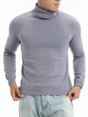 turtleneck sweater in Blue Gray with lightweight and hip-length