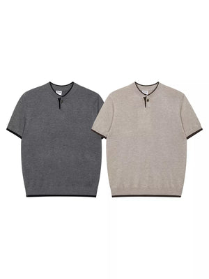 Men's Short Sleeve Collar Knit Top option 7