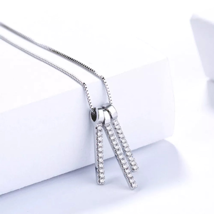 Platinum-Plated,925 sterling silver,Zircon Care instructions: Avoid wearing duri necklace in Silver with fitted silhouette